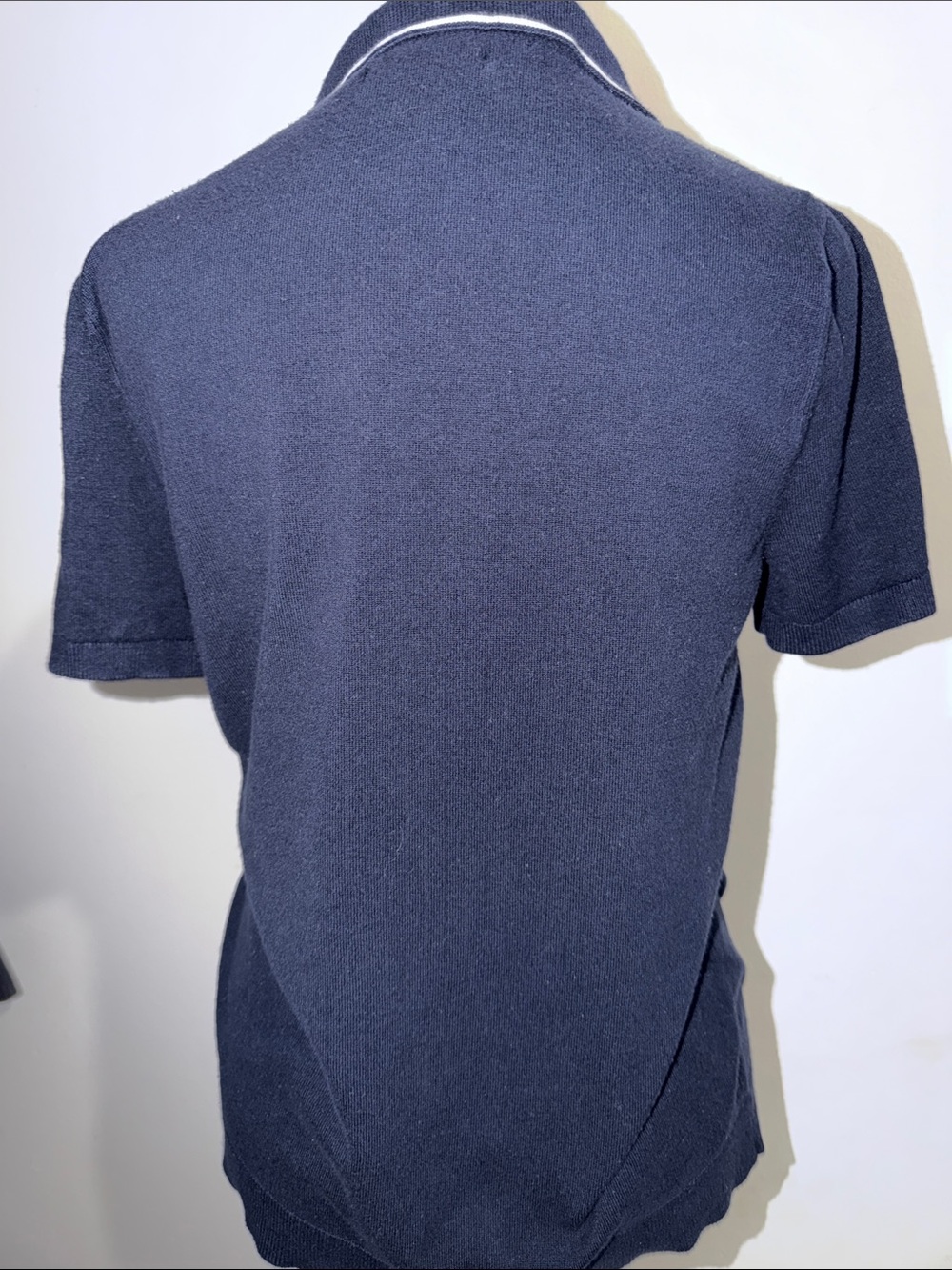 French Connection Navy Short-Sleeve Knit Polo with White Trim - Picture 3 of 5